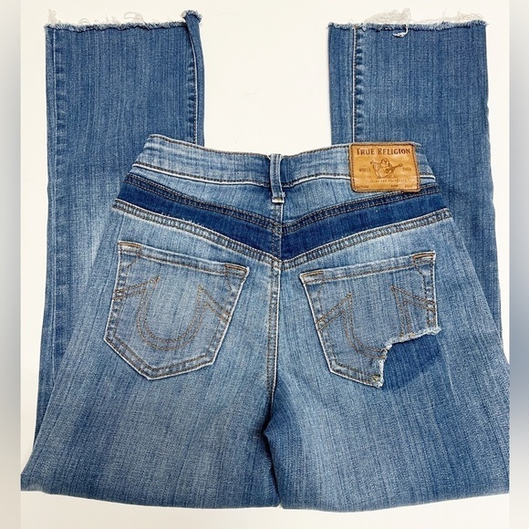 True Religion Womens High Rise Straight Distressed Medium Wash Jean Size 24 - Picture 3 of 8